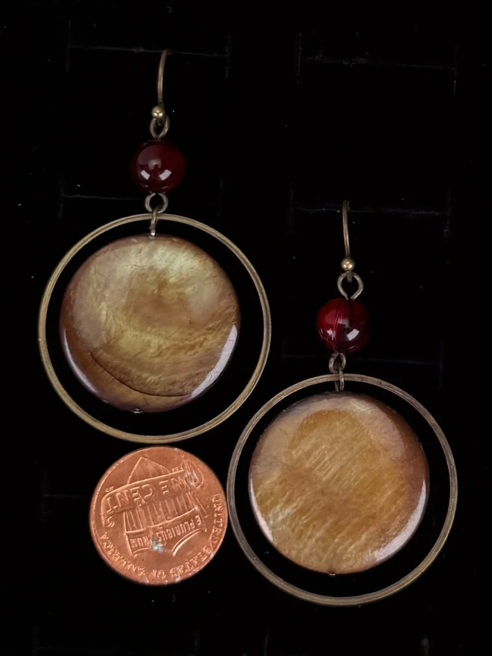 Beautiful bohemian chic floating circle costume pierced earrings